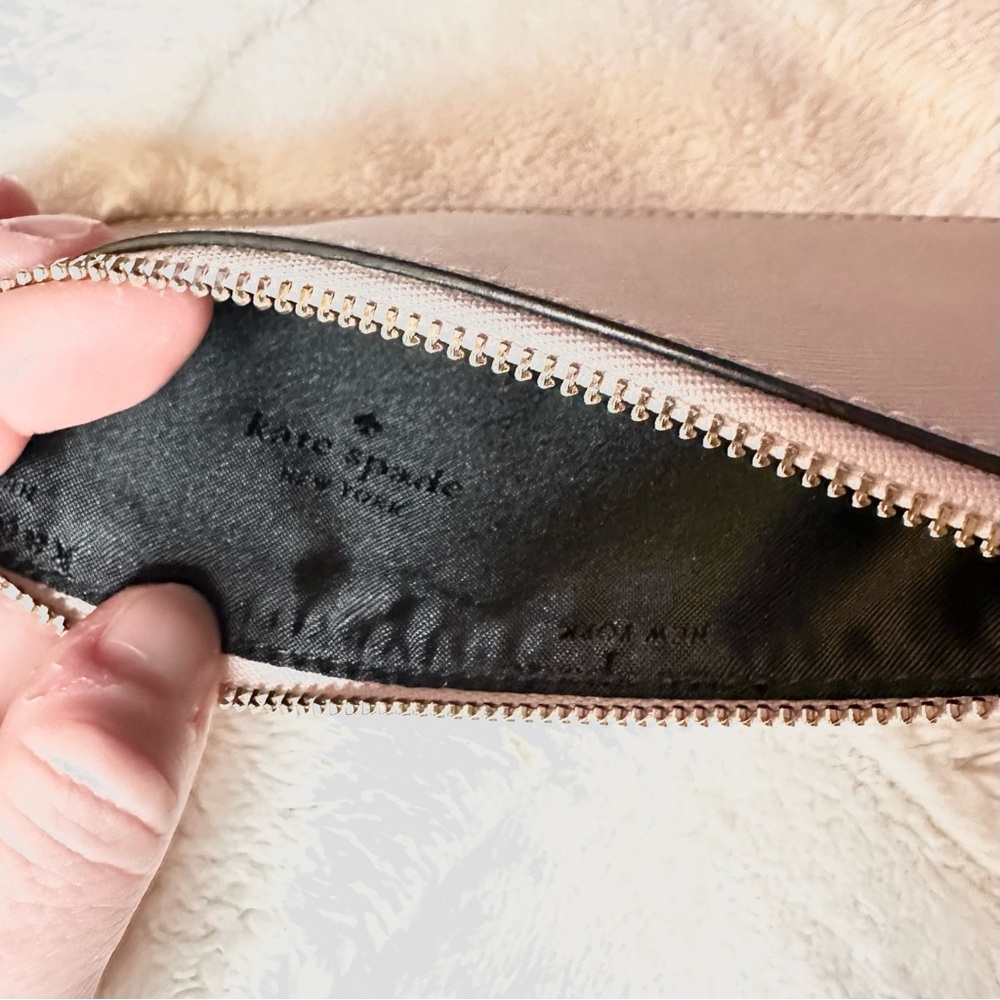 NWOT KATE SPADE Thin Wallet Card Case Gray Tan Leather Minimal Quiet Luxury Norm - Picture 7 of 7